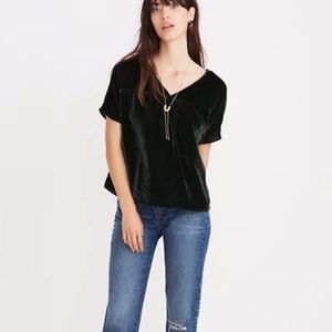 Madewell Rhyme Green Velvet Top